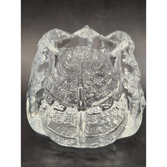 Orrefors Sweden Crystal Eden Leaf Fossil Candle Holder Signed Stickered EUC - Picture 1 of 6